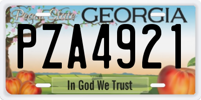 GA license plate PZA4921