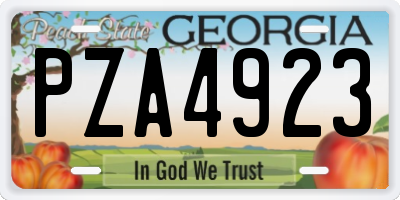 GA license plate PZA4923