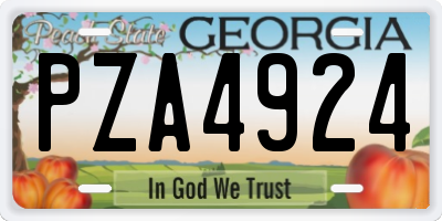 GA license plate PZA4924