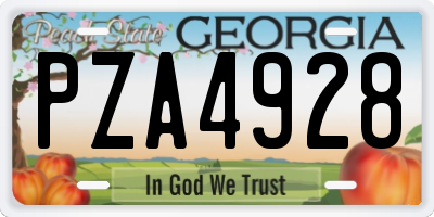 GA license plate PZA4928