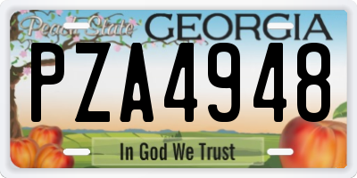 GA license plate PZA4948