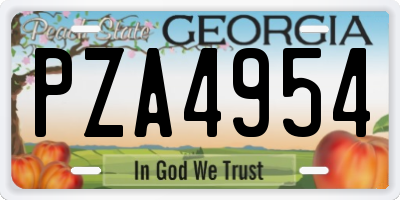 GA license plate PZA4954