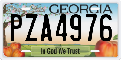 GA license plate PZA4976