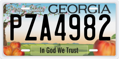 GA license plate PZA4982