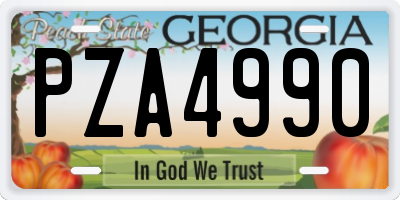 GA license plate PZA4990