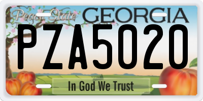 GA license plate PZA5020