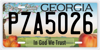 GA license plate PZA5026