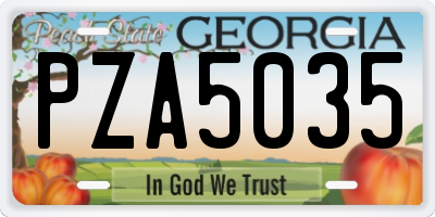 GA license plate PZA5035