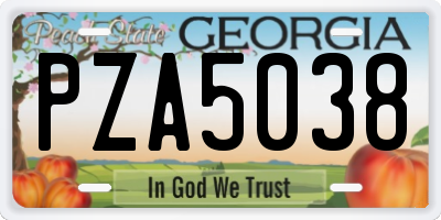 GA license plate PZA5038