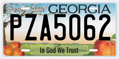 GA license plate PZA5062