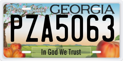 GA license plate PZA5063