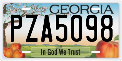 GA license plate PZA5098