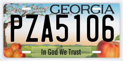 GA license plate PZA5106