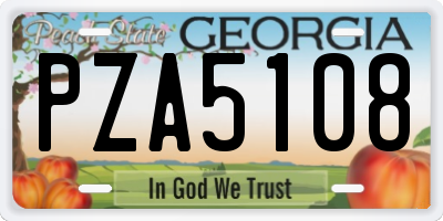 GA license plate PZA5108