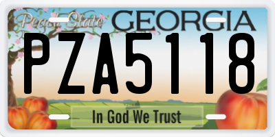 GA license plate PZA5118