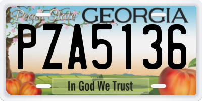 GA license plate PZA5136