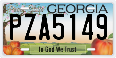 GA license plate PZA5149