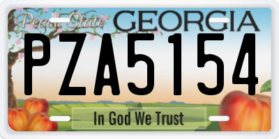 GA license plate PZA5154