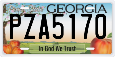 GA license plate PZA5170