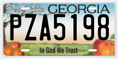 GA license plate PZA5198