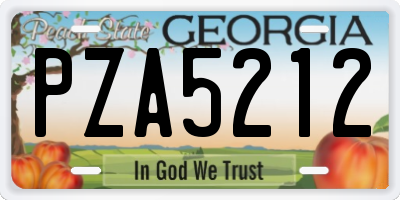 GA license plate PZA5212