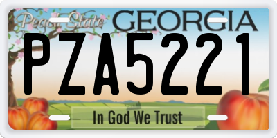 GA license plate PZA5221