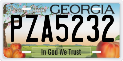 GA license plate PZA5232