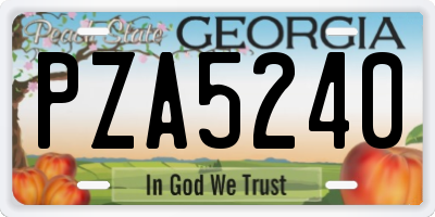 GA license plate PZA5240