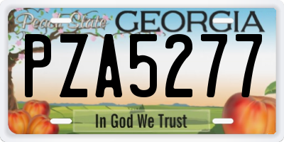 GA license plate PZA5277