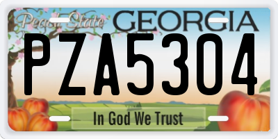 GA license plate PZA5304