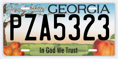 GA license plate PZA5323