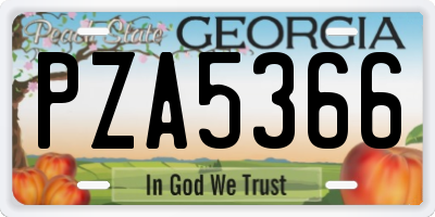 GA license plate PZA5366
