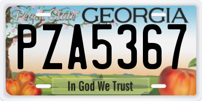 GA license plate PZA5367