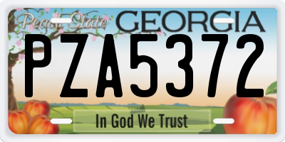 GA license plate PZA5372