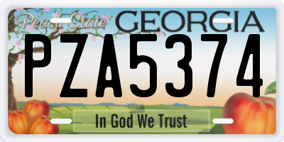 GA license plate PZA5374