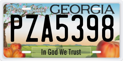 GA license plate PZA5398