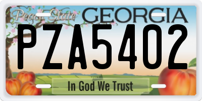 GA license plate PZA5402