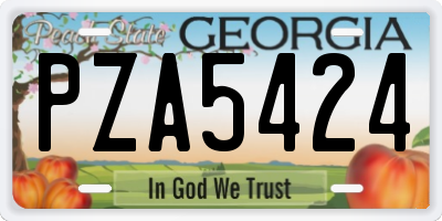 GA license plate PZA5424