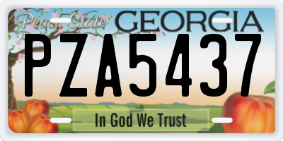 GA license plate PZA5437