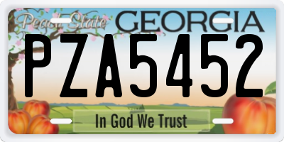 GA license plate PZA5452