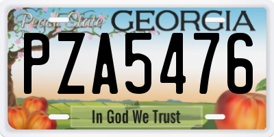 GA license plate PZA5476