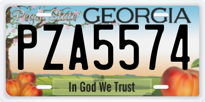 GA license plate PZA5574