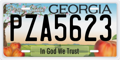 GA license plate PZA5623