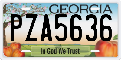 GA license plate PZA5636