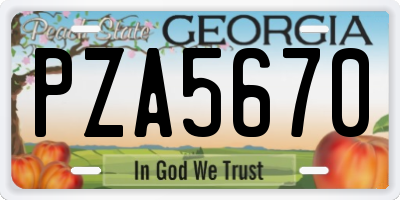 GA license plate PZA5670