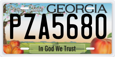 GA license plate PZA5680