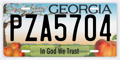 GA license plate PZA5704