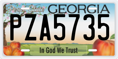 GA license plate PZA5735
