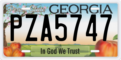 GA license plate PZA5747
