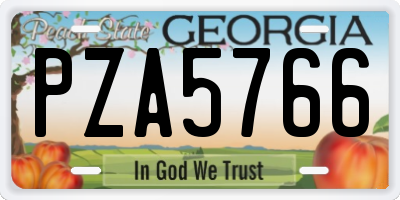 GA license plate PZA5766